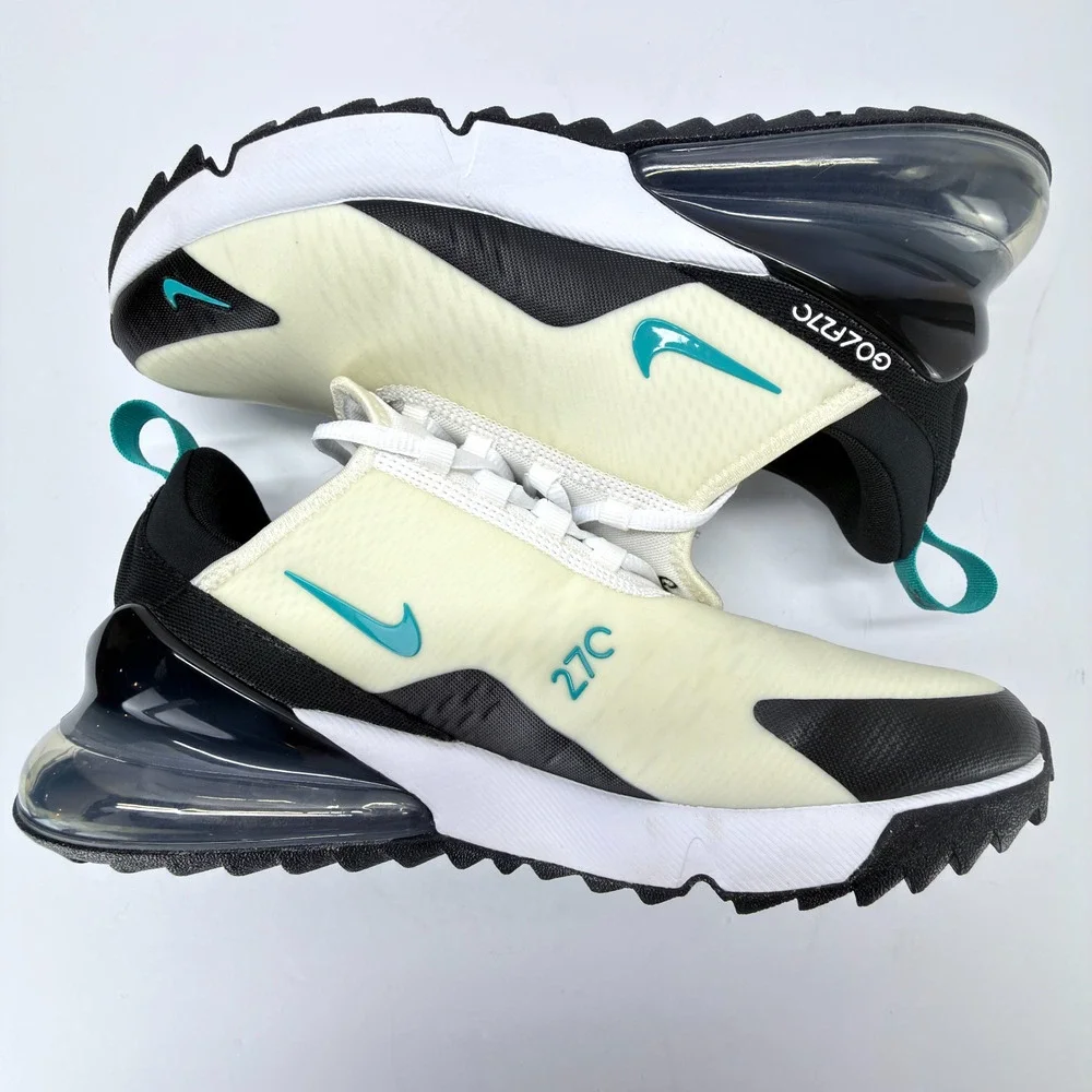 Nike Air Max 270 Golf Shoes Men 8 White Dusty Cactus CK6483-100 Lace Up Sporty - Picture 3 of 12
